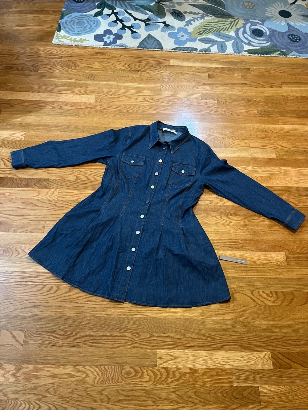 Anthropologie x Exquise Long-Sleeve Waisted Denim Mini Shirt Dress Size XL NWT - Picture 6 of 15